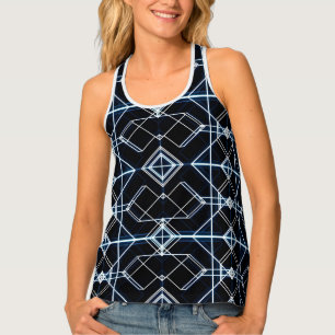 Futuristic Neon Grid Pattern Tank Top