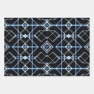 Futuristic Neon Grid Pattern Wrapping Paper Sheets