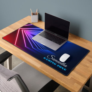 Futuristic Neon light Room With Led Lights Desk Ma Mat