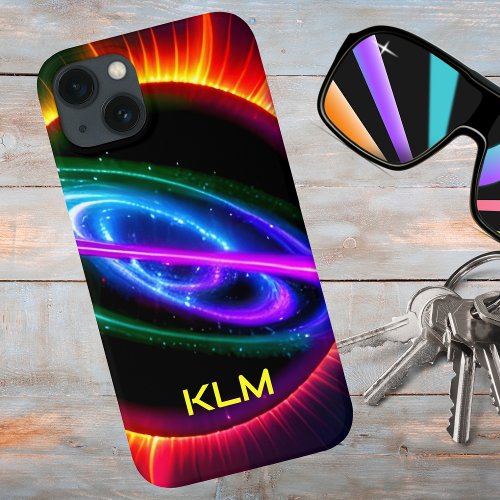 Futuristic Neon Nebula Monogram  iPhone 13 Case