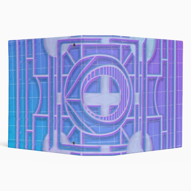 Futuristic Neon Vaporwave Abstract Geometric 3 Ring Binder (Background)
