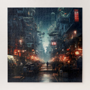 Futuristic Night City Cyberpunk Jigsaw Puzzle