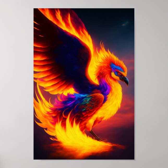 Futuristic Phoenix Rising Digital Art  Poster (Front)