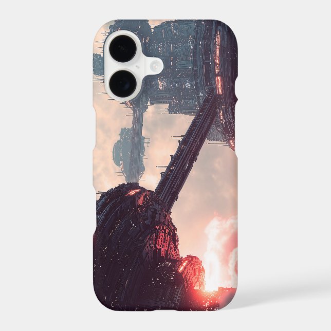 Futuristic platforms in the clouds at twilight iPhone case (Back)