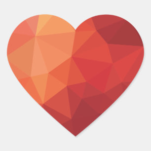 Futuristic polygonal texture red heart sticker