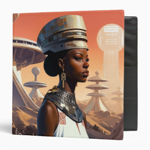 Futuristic Queen Afrofuturistic Science Fiction 3 Ring Binder