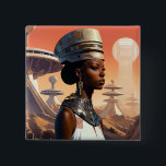Futuristic Queen Afrofuturistic Science Fiction Button<br><div class="desc">Fantasy art products by The Lunarium.</div>