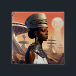 Futuristic Queen Afrofuturistic Science Fiction Button<br><div class="desc">Fantasy art products by The Lunarium.</div>