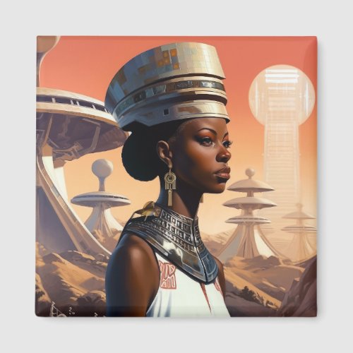 Futuristic Queen Afrofuturistic Science Fiction Magnet