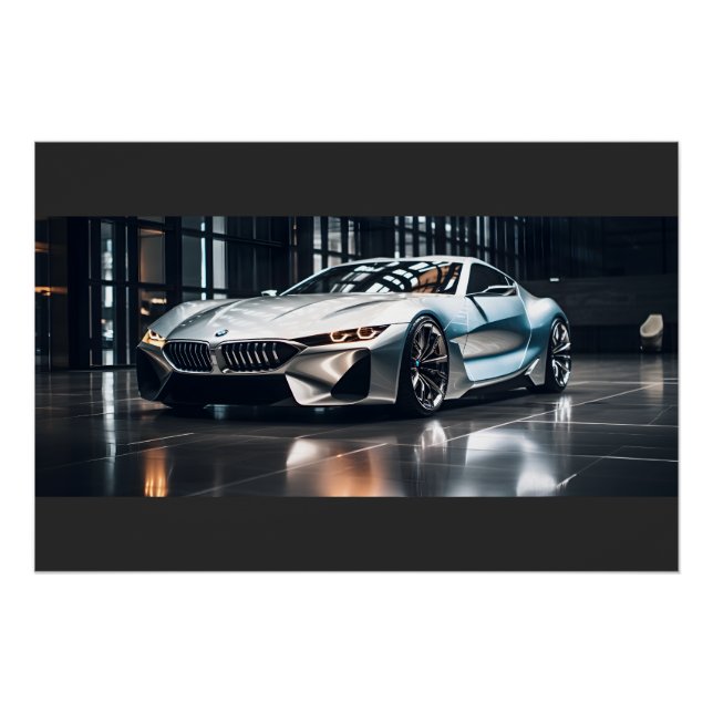 Futuristic Race Car Aluminum Poster - High-Quality (Front)