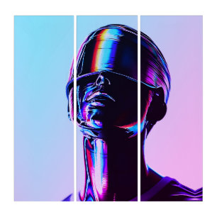 Futuristic Rainbow Chrome Portrait Wall Art