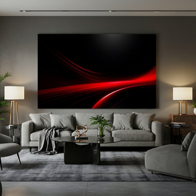 Futuristic Red Light Trails Dark Aesthetic Tech Canvas Print (Creator Uploaded)