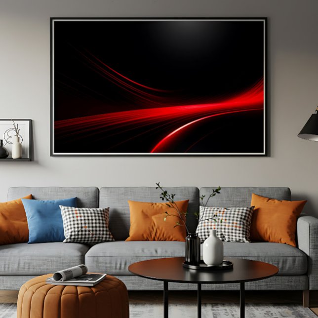 Futuristic Red Light Trails Dark Aesthetic Tech Poster (Creator Uploaded)