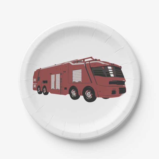 Futuristic Red Sci-Fi Command Vehicle Paper Plates (Front)