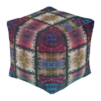 Futuristic Retro Kaleidoscope Pouf