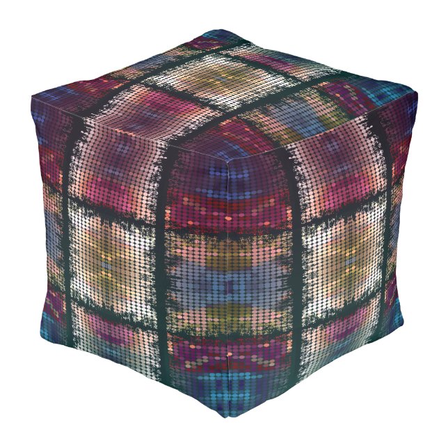  Futuristic Retro Kaleidoscope Pouf (Angled Back)