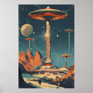 Futuristic Retroism Space Age Illustration Poster