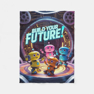 Futuristic Robot and Astronaut Children Fleece Blanket