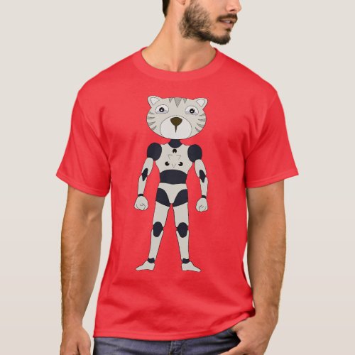 Futuristic robot android tiger T_Shirt