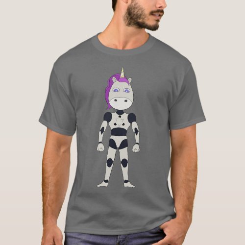 Futuristic robot android unicorn T_Shirt