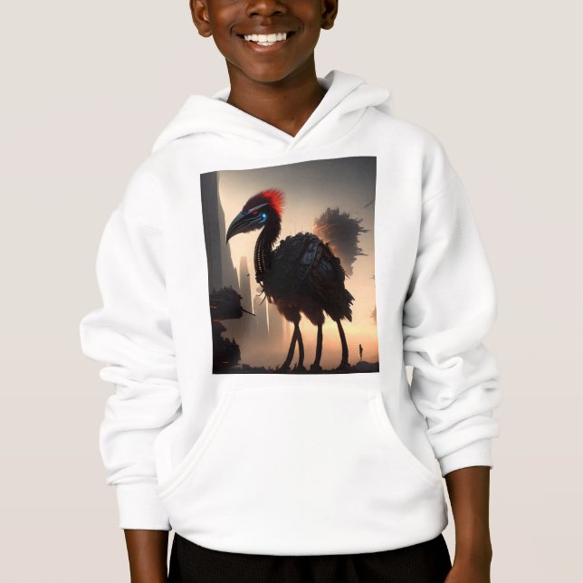 Futuristic Robot Australian Emu, Kids Hoodie (Front)