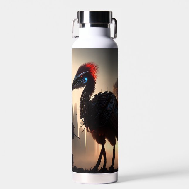 Futuristic Robot Australian Emu, Water Bottle (Front)
