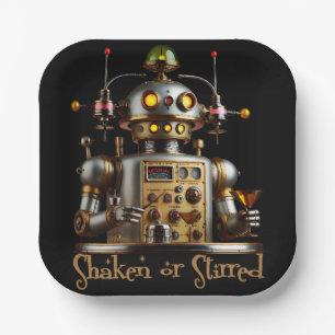 Futuristic Robot Bartender "Shaken or Stirred" Paper Plates