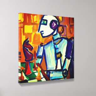 FUTURISTIC ROBOT CHESS PLAYER CANVAS ART PHOTO TILE