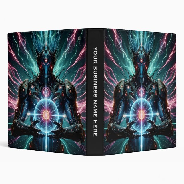 Futuristic Robot Cosmic Core Cyberpunk 3 Ring Binder (Background)