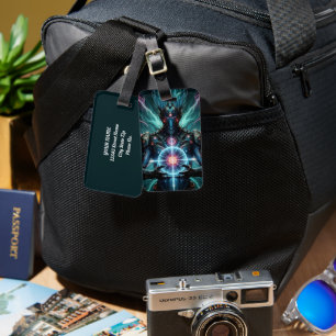 Futuristic Robot Cosmic Core Cyberpunk Luggage Tag