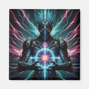 Futuristic Robot Cosmic Core Cyberpunk Magnet