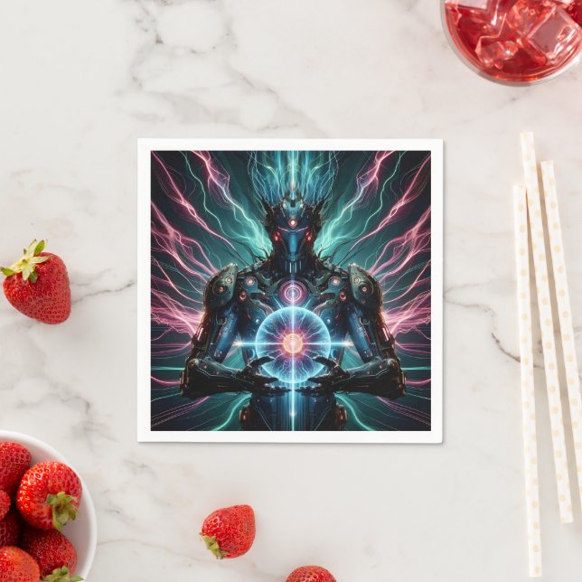 Futuristic Robot Cosmic Core Cyberpunk Napkins (Insitu)