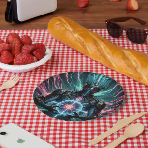Futuristic Robot Cosmic Core Cyberpunk Paper Plates
