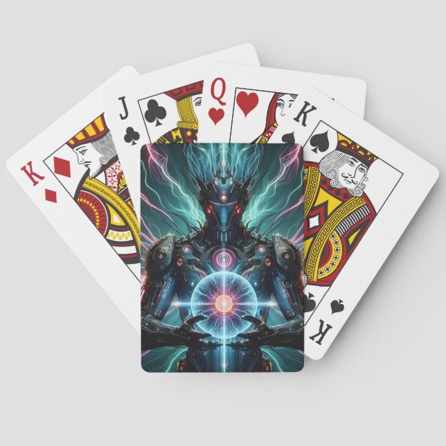 Futuristic Robot Cosmic Core Cyberpunk Poker Cards (Back)