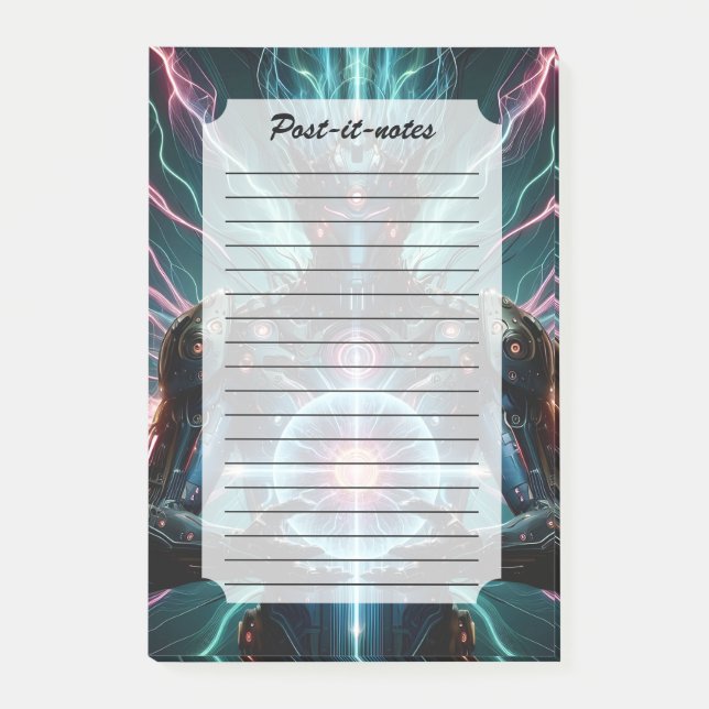 Futuristic Robot Cosmic Core Cyberpunk Post-it Notes (Front)