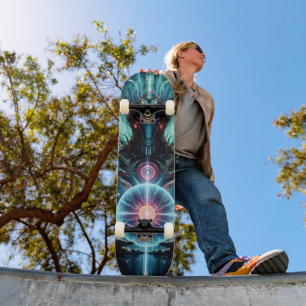 Futuristic Robot Cosmic Core Cyberpunk Skateboard