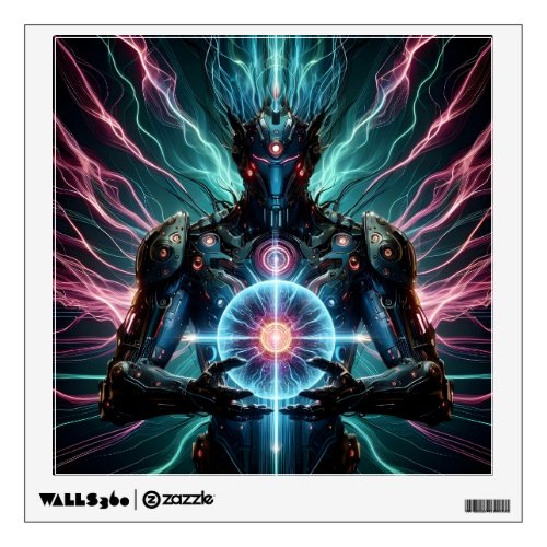 Futuristic Robot Cosmic Core Cyberpunk Wall Decal