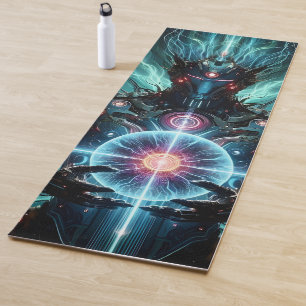 Futuristic Robot Cosmic Core Cyberpunk Yoga Mat