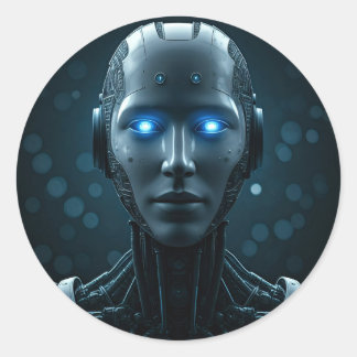 Futuristic Robot in a High-Tech Environment Classic Round Sticker