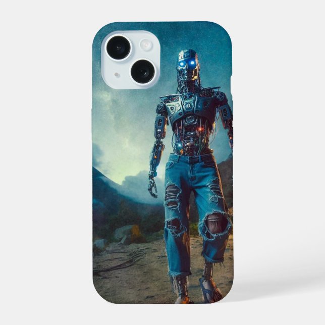 Futuristic Robot in Ancient Landscape Iphone Case (Back)