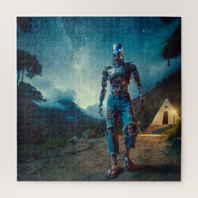 Futuristic Robot in Ancient Landscape Jigsaw Puzzle (Vertical)