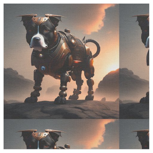 Futuristic Robot Staffordshire Terrier,  Fabric