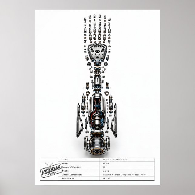 Futuristic Robotic Arm Exploded Poster (Front)