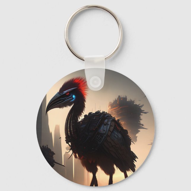 Futuristic Robotic Australian Emu, Keyring (Front)