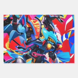 Futuristic robotic wrapping paper sheets