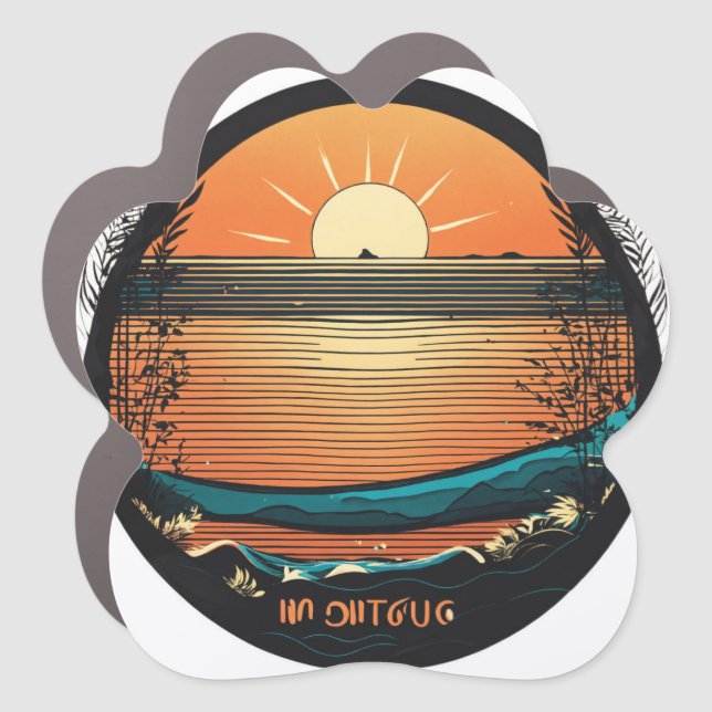 Futuristic Robotics & AI: Black & White Tech Desig Car Magnet (Front)