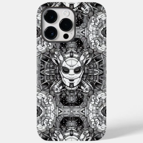 Futuristic Robotics Intricate Black  White Desig Case_Mate iPhone 14 Pro Max Case
