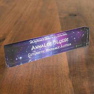 Futuristic Romance Author Desk Name Plate
