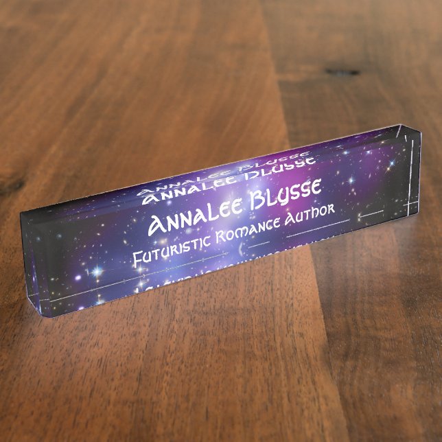 Futuristic Romance Author Desk Name Plate (Side)