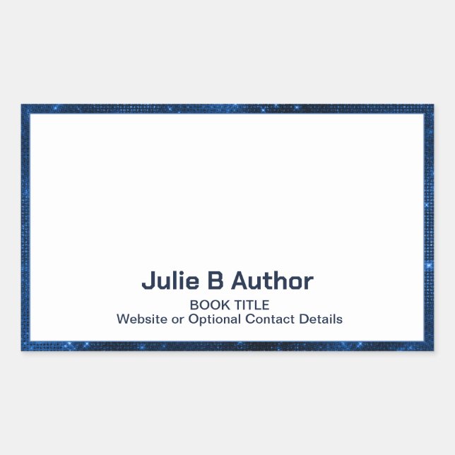Futuristic Sci Fi Blue Border Author Book Plate (Front)
